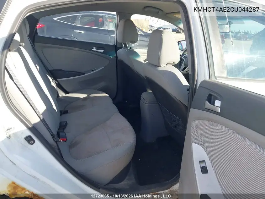 2012 HYUNDAI ACCENT VIN KMHCT4AE2CU044287 — фото 8