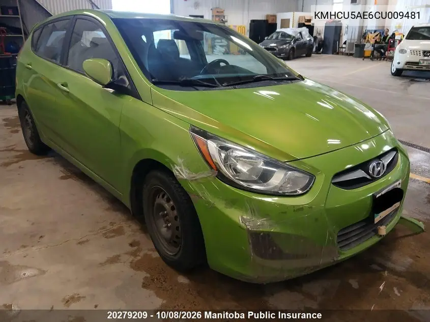 HYUNDAI ACCENT 2012, VIN KMHCU5AE6CU009481