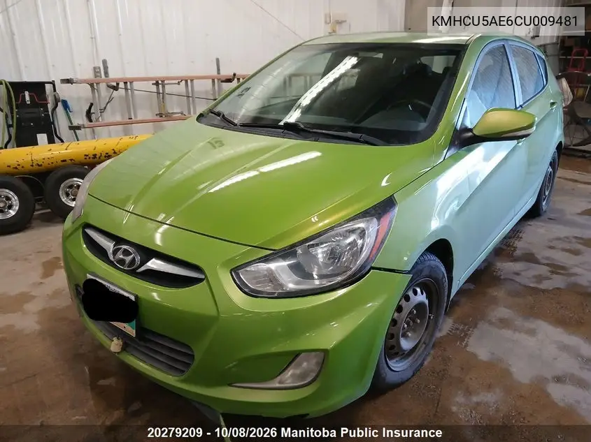 2012 HYUNDAI ACCENT VIN KMHCU5AE6CU009481 — фото 2