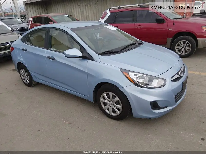 HYUNDAI ACCENT 2012, VIN KMHCT4AE8CU093574