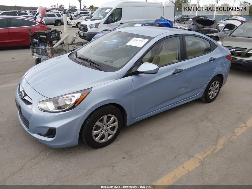 2012 HYUNDAI ACCENT VIN KMHCT4AE8CU093574 — фото 2