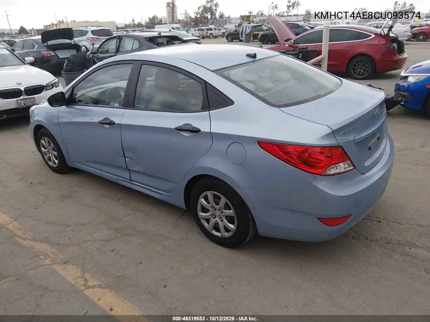 2012 HYUNDAI ACCENT VIN KMHCT4AE8CU093574 — фото 3