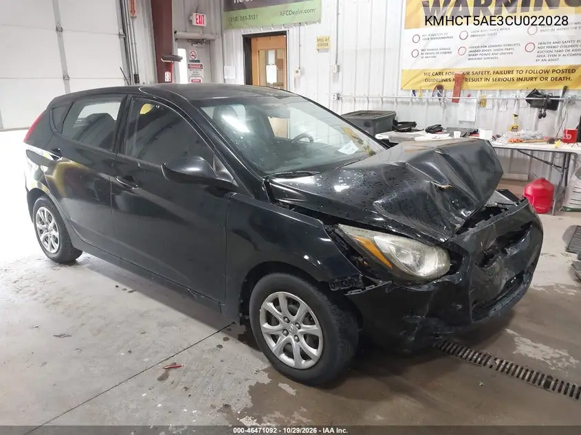 HYUNDAI ACCENT 2012, VIN KMHCT5AE3CU022028