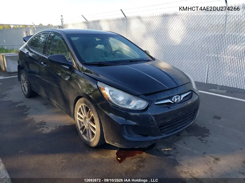 HYUNDAI ACCENT 2013, VIN KMHCT4AE2DU274266