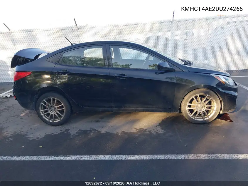 2013 HYUNDAI ACCENT VIN KMHCT4AE2DU274266 — фото 12