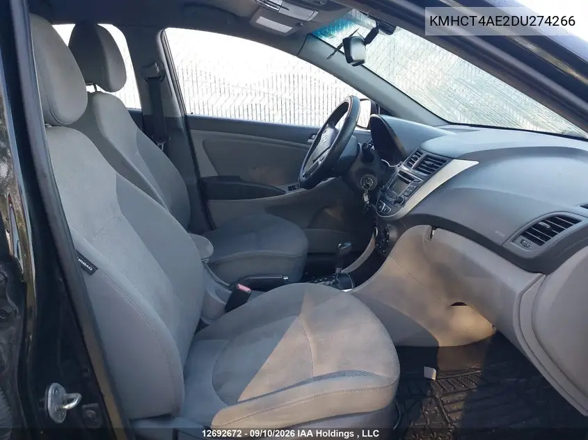 2013 HYUNDAI ACCENT VIN KMHCT4AE2DU274266 — фото 5