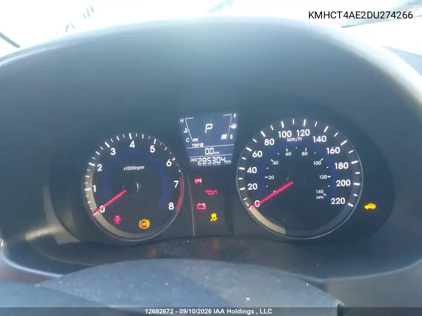 2013 HYUNDAI ACCENT VIN KMHCT4AE2DU274266 — фото 7
