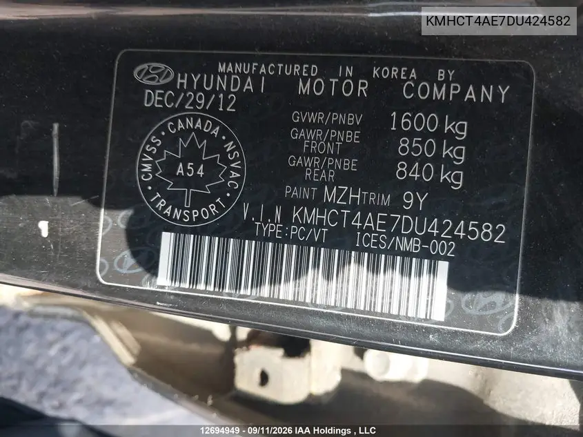 2013 HYUNDAI ACCENT VIN KMHCT4AE7DU424582 — фото 18