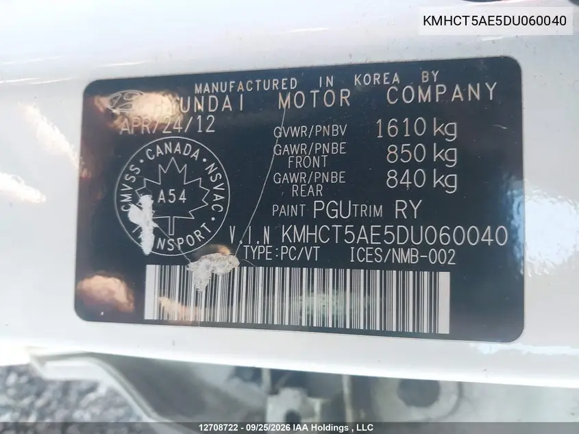 2013 HYUNDAI ACCENT VIN KMHCT5AE5DU060040 — фото 9