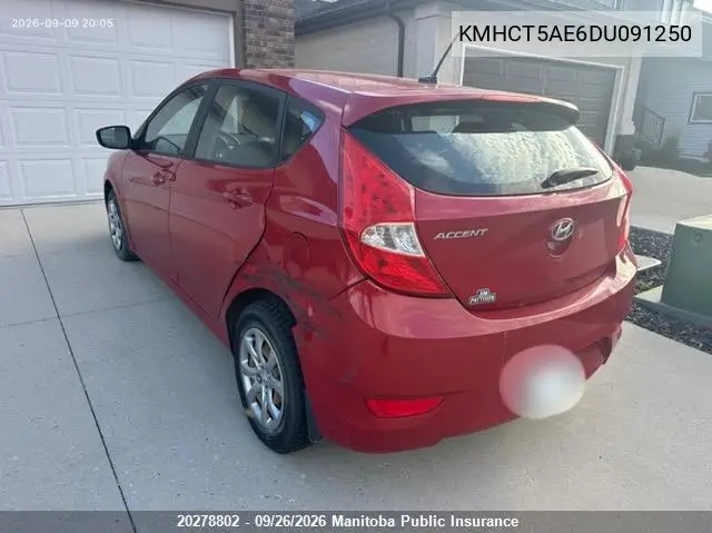 2013 HYUNDAI ACCENT VIN KMHCT5AE6DU091250 — фото 2