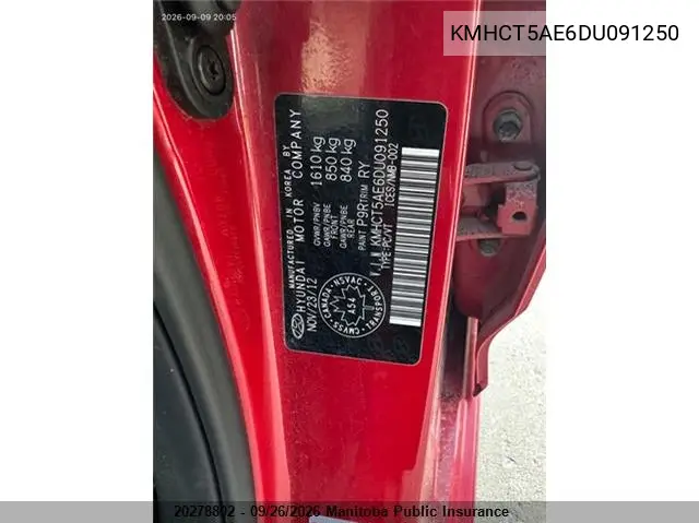 2013 HYUNDAI ACCENT VIN KMHCT5AE6DU091250 — фото 5