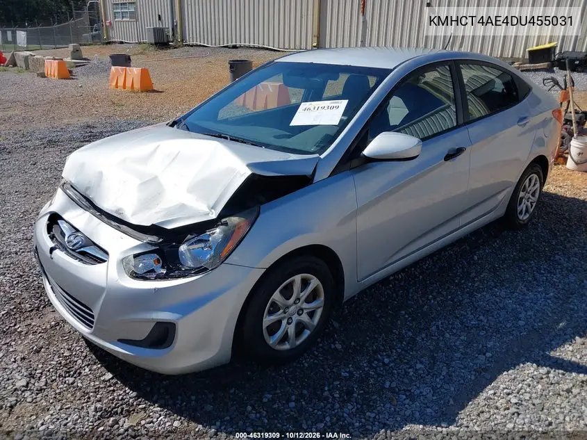 2013 HYUNDAI ACCENT VIN KMHCT4AE4DU455031 — фото 2