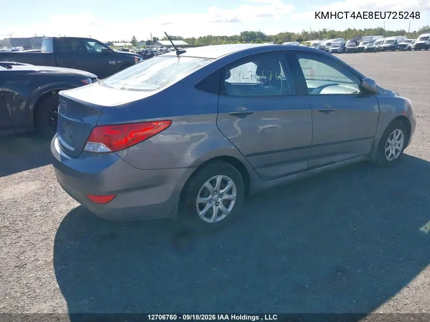 2014 HYUNDAI ACCENT VIN KMHCT4AE8EU725248 — фото 4