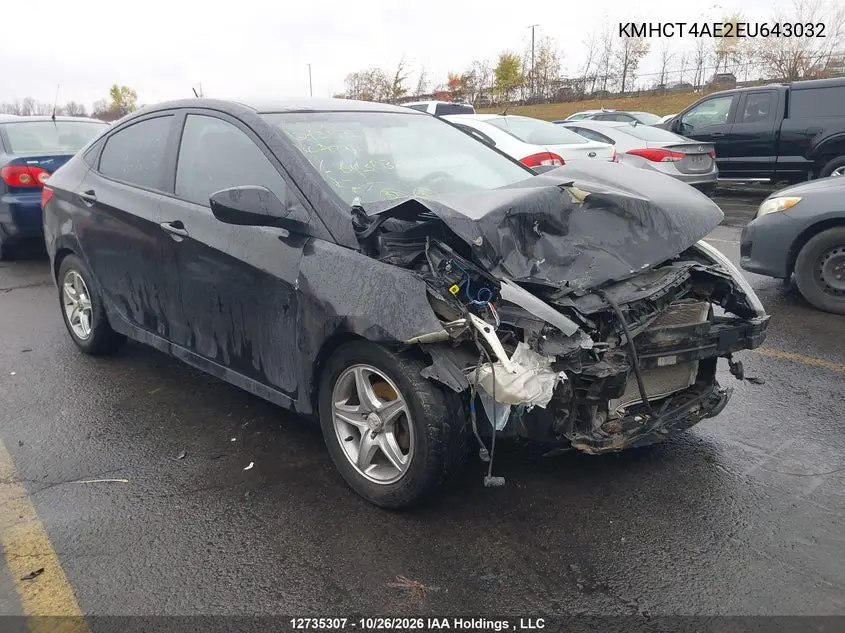 HYUNDAI ACCENT 2014, VIN KMHCT4AE2EU643032
