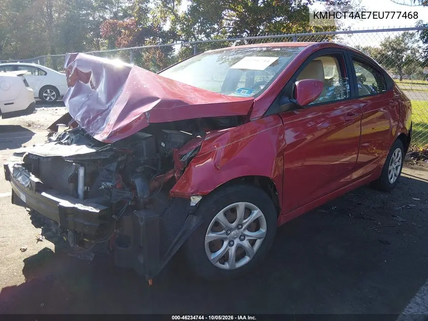 2014 HYUNDAI ACCENT VIN KMHCT4AE7EU777468 — фото 2