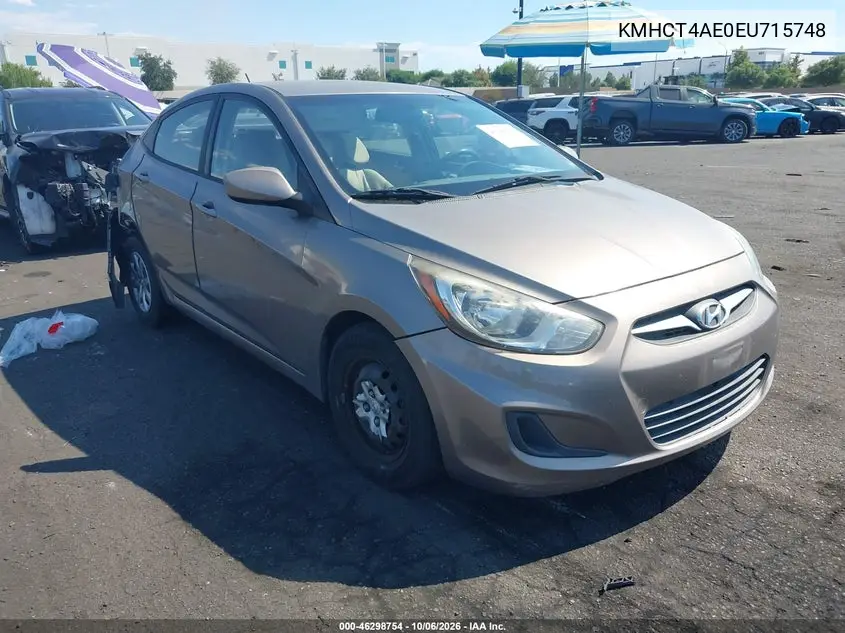 HYUNDAI ACCENT 2014, VIN KMHCT4AE0EU715748