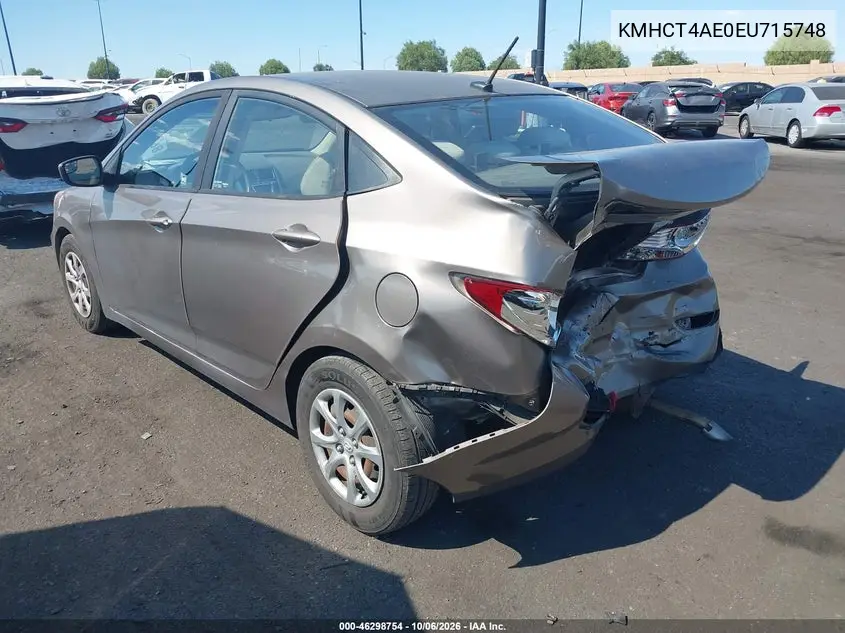 2014 HYUNDAI ACCENT VIN KMHCT4AE0EU715748 — фото 3
