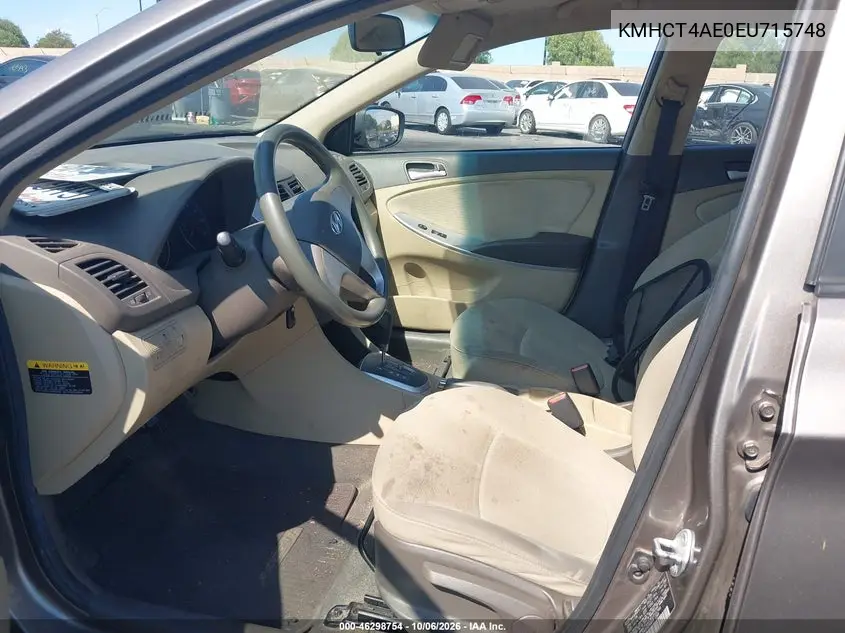 2014 HYUNDAI ACCENT VIN KMHCT4AE0EU715748 — фото 5