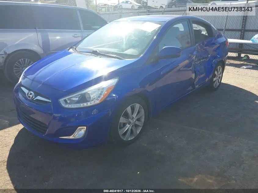 2014 HYUNDAI ACCENT VIN KMHCU4AE5EU738343 — фото 2