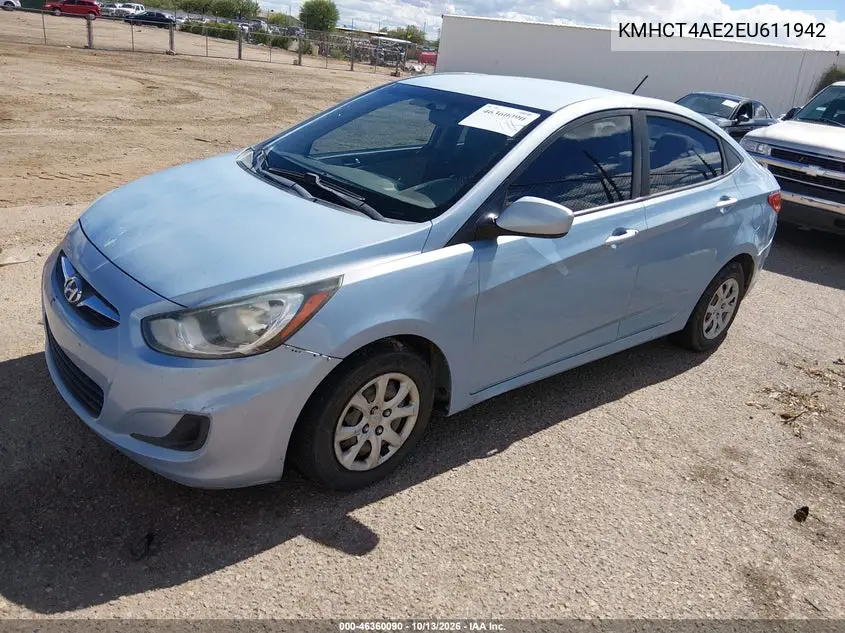 2014 HYUNDAI ACCENT VIN KMHCT4AE2EU611942 — фото 2
