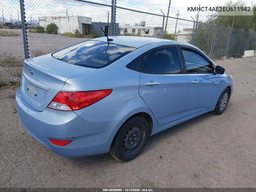 2014 HYUNDAI ACCENT VIN KMHCT4AE2EU611942 — фото 4