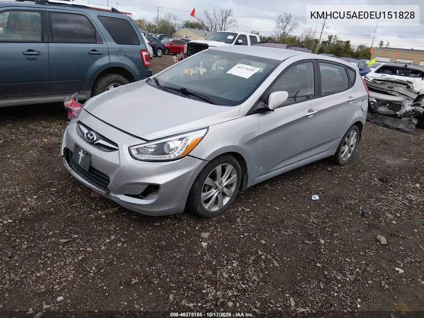 2014 HYUNDAI ACCENT VIN KMHCU5AE0EU151828 — фото 2