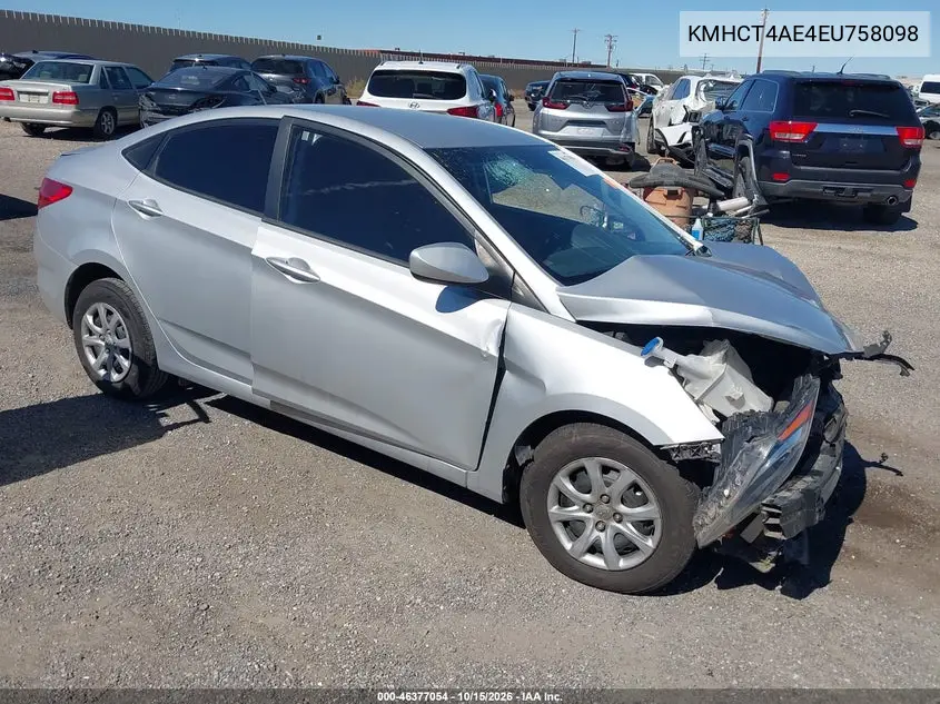 HYUNDAI ACCENT 2014, VIN KMHCT4AE4EU758098