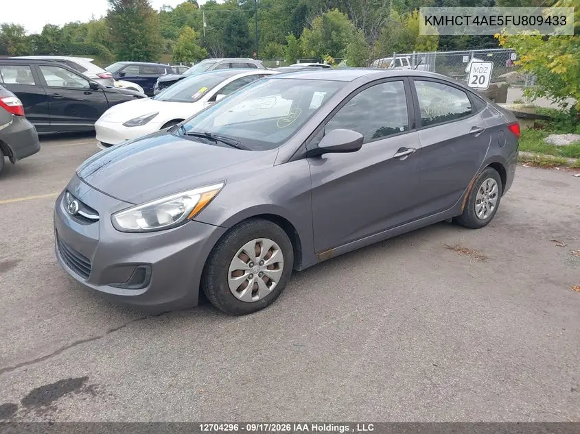 2015 HYUNDAI ACCENT VIN KMHCT4AE5FU809433 — фото 2