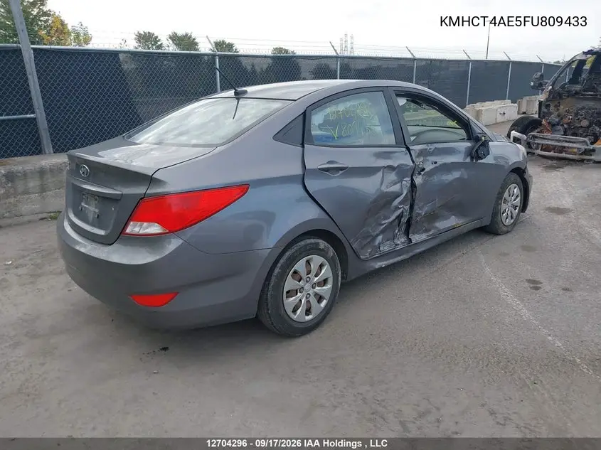 2015 HYUNDAI ACCENT VIN KMHCT4AE5FU809433 — фото 4
