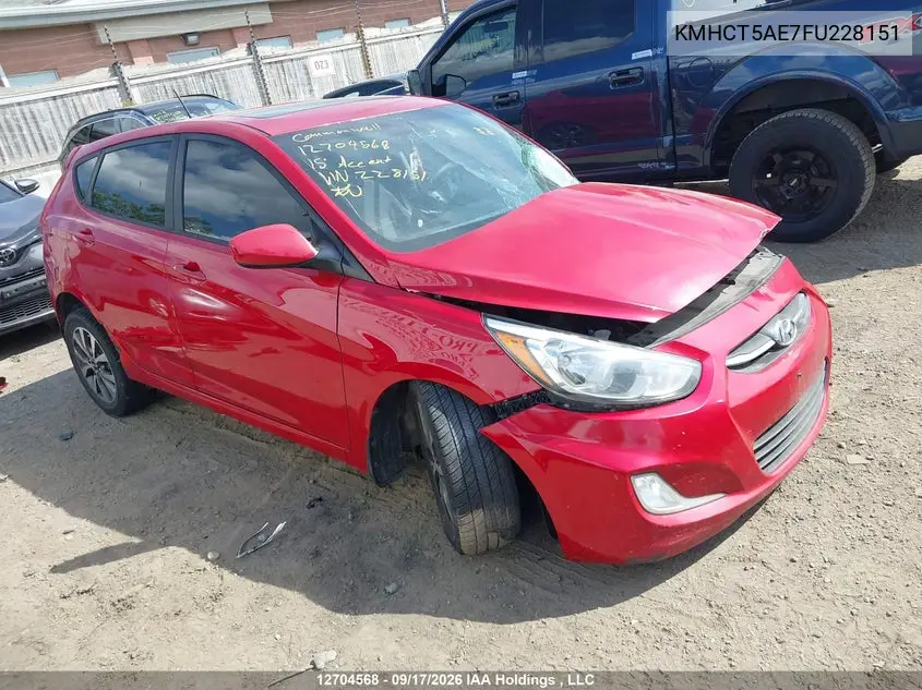 HYUNDAI ACCENT 2015, VIN KMHCT5AE7FU228151