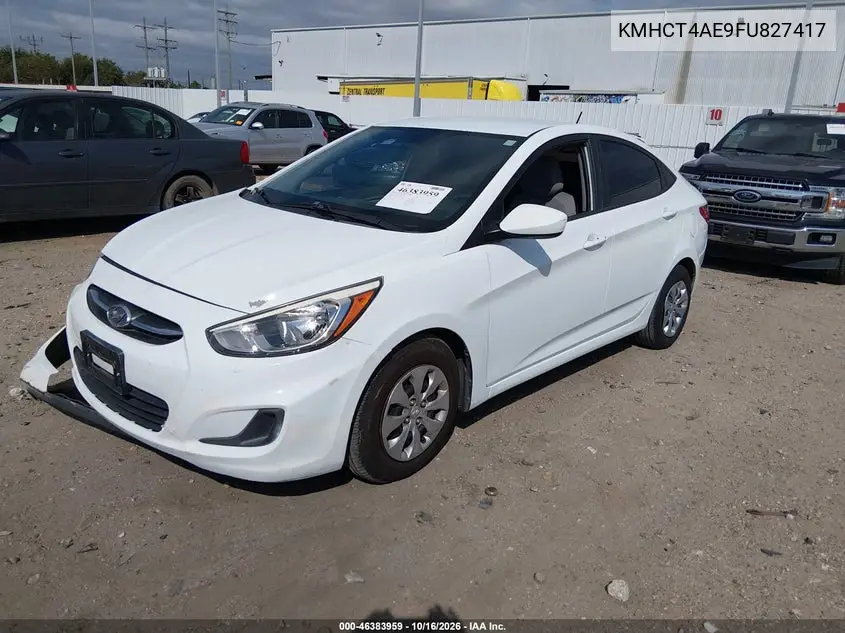 2015 HYUNDAI ACCENT VIN KMHCT4AE9FU827417 — фото 2
