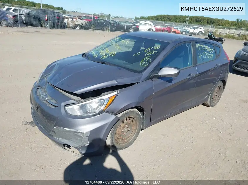 2016 HYUNDAI ACCENT VIN KMHCT5AEXGU272629 — фото 2