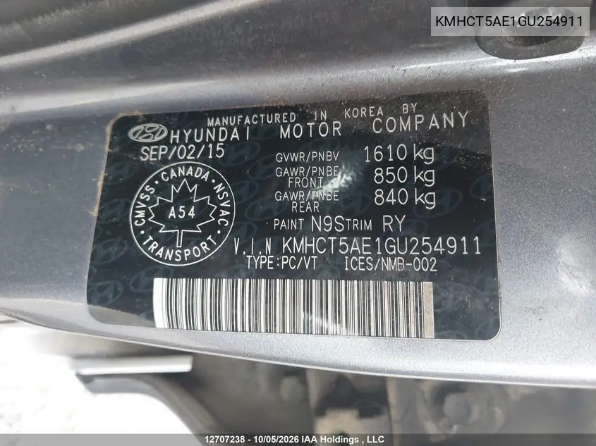 2016 HYUNDAI ACCENT VIN KMHCT5AE1GU254911 — фото 19
