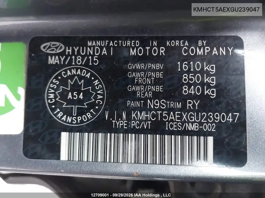 2016 HYUNDAI ACCENT VIN KMHCT5AEXGU239047 — фото 18