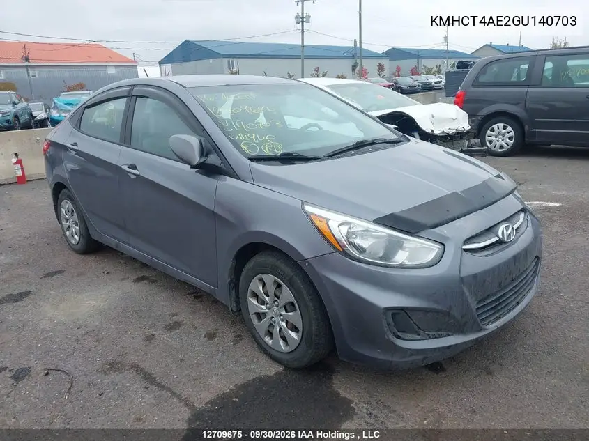 HYUNDAI ACCENT 2016, VIN KMHCT4AE2GU140703