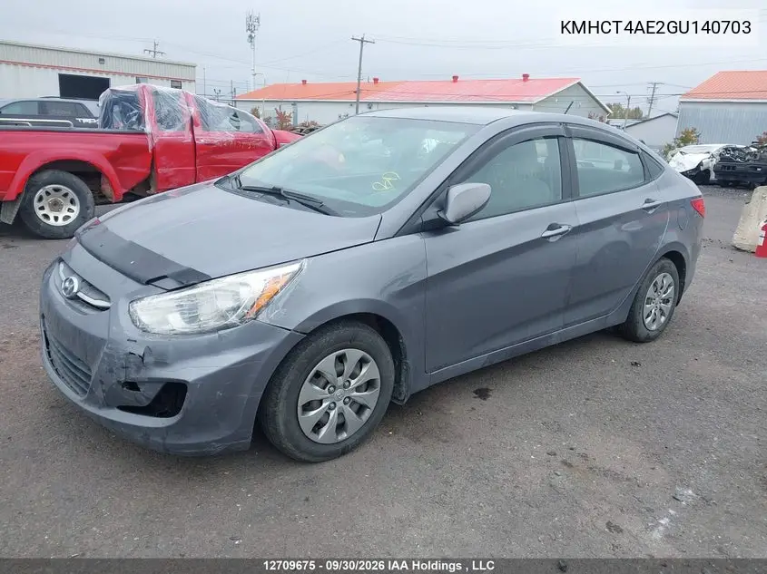 2016 HYUNDAI ACCENT VIN KMHCT4AE2GU140703 — фото 2
