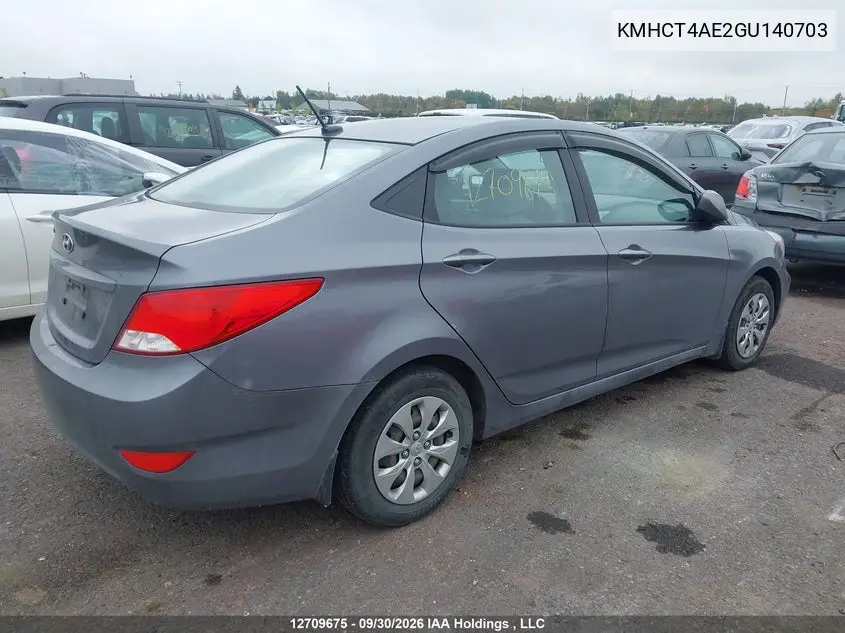 2016 HYUNDAI ACCENT VIN KMHCT4AE2GU140703 — фото 4