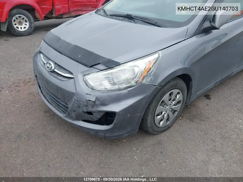 2016 HYUNDAI ACCENT VIN KMHCT4AE2GU140703 — фото 6