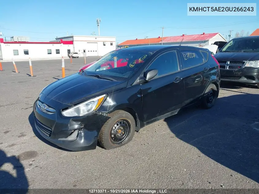 2016 HYUNDAI ACCENT VIN KMHCT5AE2GU266243 — фото 2