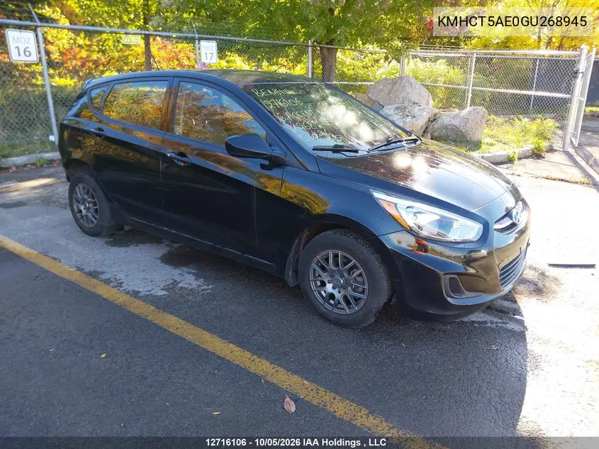 HYUNDAI ACCENT 2016, VIN KMHCT5AE0GU268945