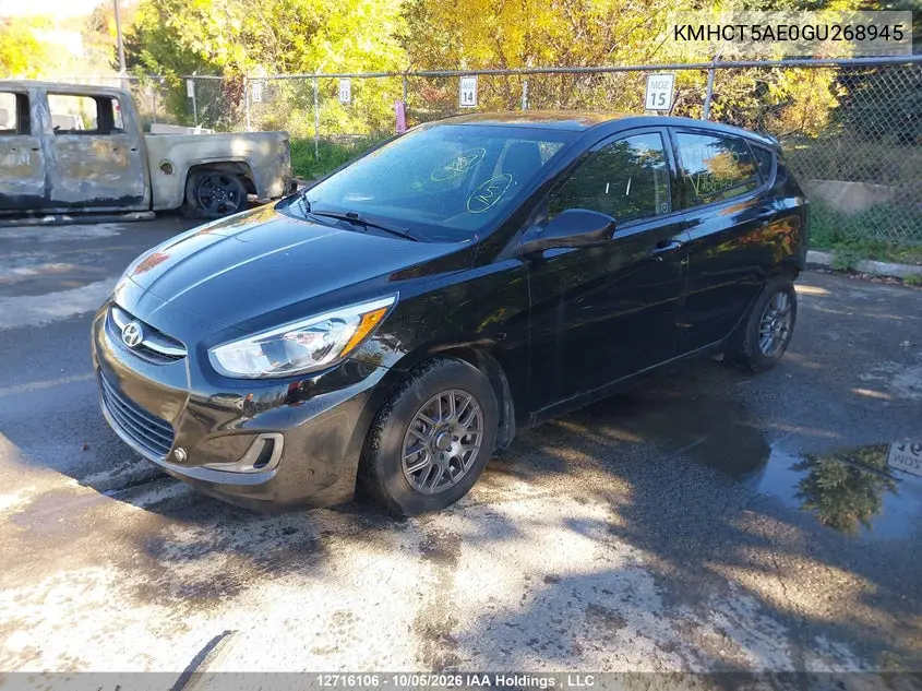 2016 HYUNDAI ACCENT VIN KMHCT5AE0GU268945 — фото 2