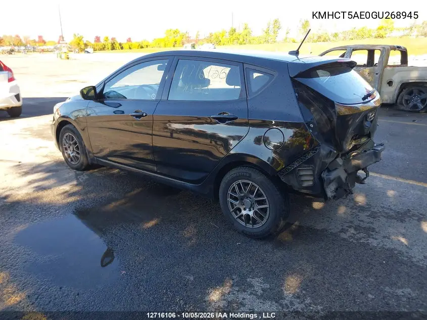2016 HYUNDAI ACCENT VIN KMHCT5AE0GU268945 — фото 3