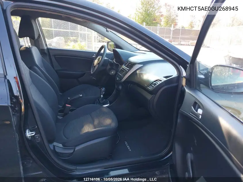 2016 HYUNDAI ACCENT VIN KMHCT5AE0GU268945 — фото 5