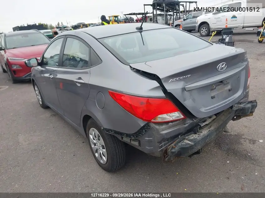 2016 HYUNDAI ACCENT VIN KMHCT4AE2GU001512 — фото 3