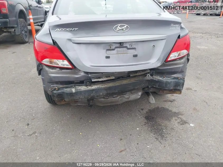 2016 HYUNDAI ACCENT VIN KMHCT4AE2GU001512 — фото 6