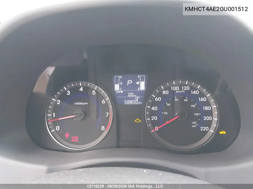 2016 HYUNDAI ACCENT VIN KMHCT4AE2GU001512 — фото 7