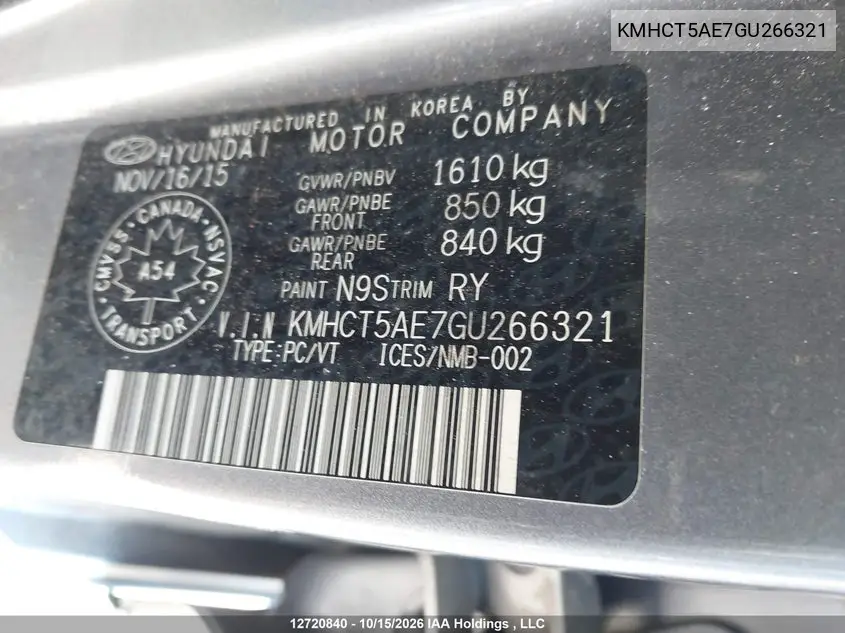 2016 HYUNDAI ACCENT VIN KMHCT5AE7GU266321 — фото 19