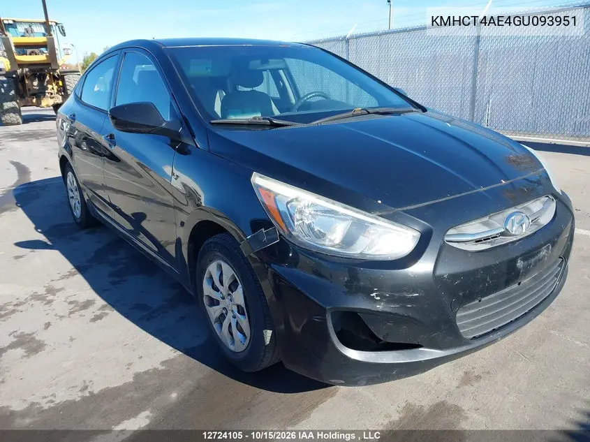 HYUNDAI ACCENT 2016, VIN KMHCT4AE4GU093951