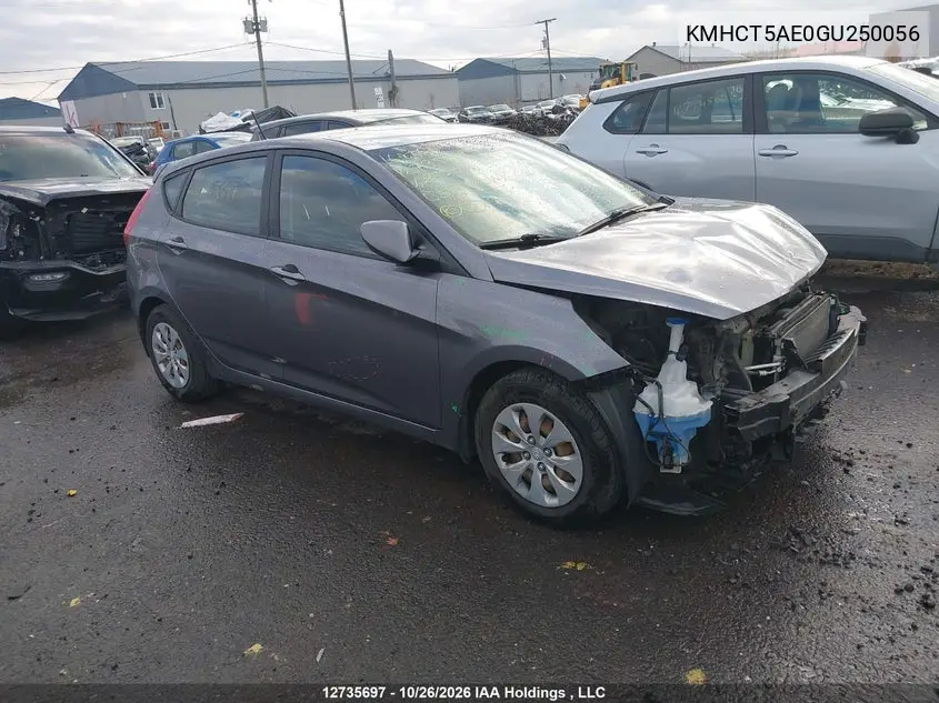 HYUNDAI ACCENT 2016, VIN KMHCT5AE0GU250056