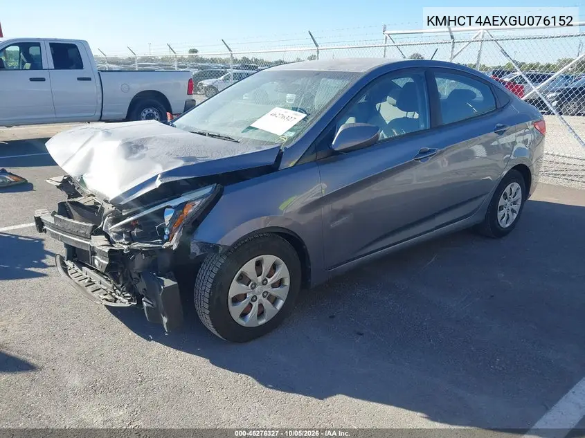 2016 HYUNDAI ACCENT VIN KMHCT4AEXGU076152 — фото 2